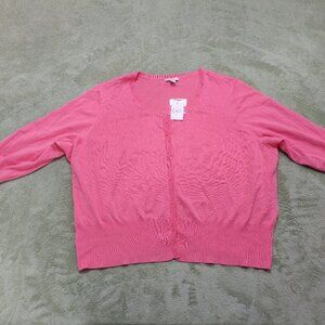 Cato Sweater Womens 22/24W Pink Short Sleeve ButtonUp  Knit Top